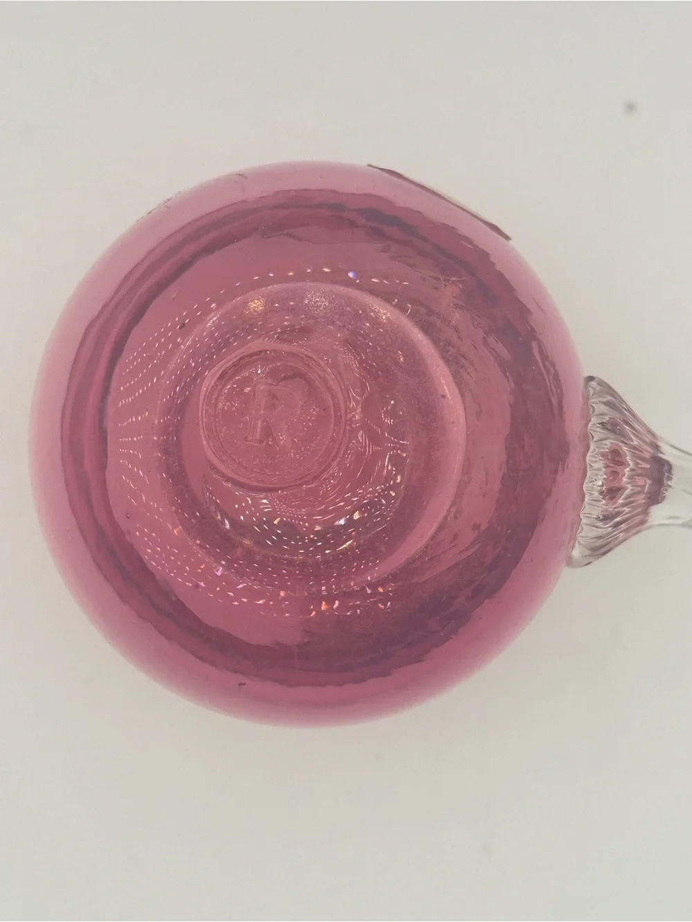 Cranberry Pitcher-Style Vase with Clear Handle
